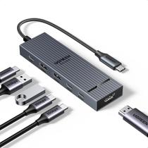 Hub Dock Station Adaptador Usb Tipo C 10Gbps - Cinza