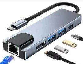 Hub Dock Station USB-C 5x1 HDMI 4K Rede RJ45 USB 3.0 PD 100w