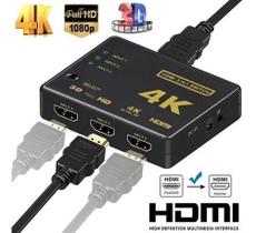 Hub Hdmi Com Switch 3x1 E Divisor De Áudio E Vídeo 1080p 4k