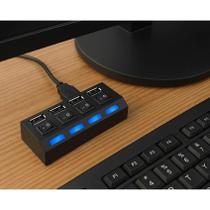 HUB Knup 4 Portas USB Com Controle Individual Liga Desliga