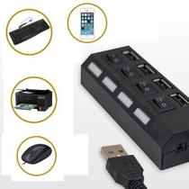 Hub Mini Extensão De Porta Usb com Switch e Led Indicador 4 Entradas 2.0