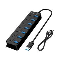 Hub Multi Splitter USB 3.0 De 120CM Com Adaptador De Energia De 4/7 Portas E Cabo De Estação De