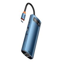HUB Multifuncional Baseus Metal Gleam 8n1 Azul (USB-C para HDMI*1+USB3.0*3+PD*1+RJ45*1+SD/TF*1)