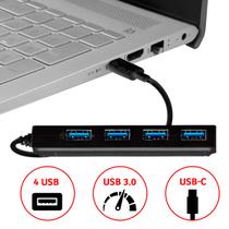 Hub P/ Celular Tipo C 4 Portas USB Preto 3.0 5Gbps Plástico - X-CELL