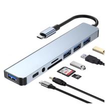 Hub p/Macbook USB e USB-C com Leitor SD/TF Áudio 3.5mm 8 em 1 Leitor Cartão SD e Micro SD Hub p/Macbook USB e USB-C com Leitor SD/TF Áudio 3.5mm 8 em 1 Leitor Cartão SD e Micro SD
