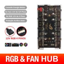 Hub RGB 12V 4 Pinos Multi Fans 3 e 4 Pinos até 8 Fans Molex