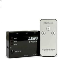 Hub Switch Hdmi 3 Portas Splitter Full Hd E Controle Remoto