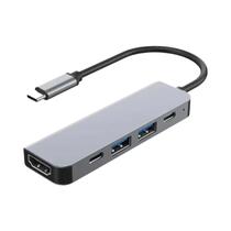 Hub tipo C 5 em 1 e doca USB-C - Adaptador multifuncional para telefone, PC e Mac