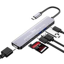 Hub Tipo-C 7 em 1 - Com USB 3.0 HDMI e Entrada para SD Card/ TF Card - WR ACESSORIOS & CIA