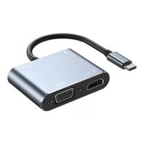 Hub Tipo C Para Hdmi Vga+ Usb 3.0 + Pd 4k Adaptador 4 Em 1 Fy-788