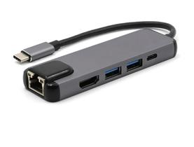 Hub Tipo C Para Rj45 Hdmi Usb C E Usb 3.0 5 Em 1 Lan 1000mbps