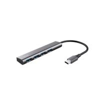 Hub Trust Halyx Fast USB-C Hub em alumínio adiciona 4 portas USB-A com velocidade de 5 Gbps - T24948