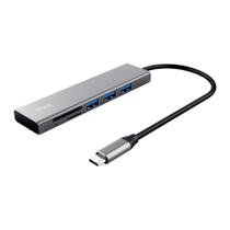 HUB Trust Halyx Fast, USB-C para 3x USB 3.2 Gen 1, Cartão SD e MicroSD, Prata - 24191