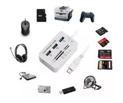 Hub Type-c Para 3 Portas Usb e Leitor Memoria Compatível Com New Macbook Air Pro