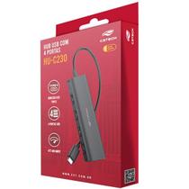 Hub USB 2.0 4 Portas USB-USB C HU-C230BK C3TECH Hub USB 2.0 4 Portas USB-USB C HU-C230BK C3TECH