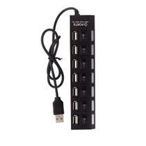 Hub Usb 2.0 7 Portas Com Cabo Extensor E Led Preto