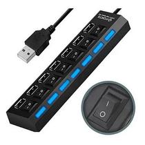 Hub Usb 2.0 Com 7 Portas Alta Velocidade On/off Led Full