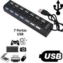 Hub USB 2.0 com 7 Portas, Controle Individual Ideal para HDs e Pen Drives