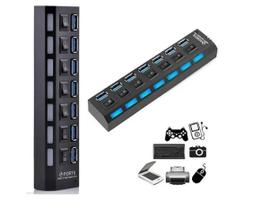 Hub Usb 2.0 Com 7 Portas Switch On/off E Led Indicador Full