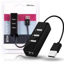 Hub USB 2.0 Exbom 4 Portas Slim Portátil 480Mbps Plug & Play Universal
