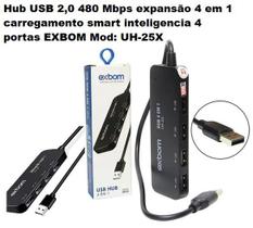 Hub USB 2,0 480 Mbps expansão 4 em 1 carregamento Smart inteligência 4 portas