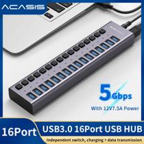 HUB USB 3.0 16 portas Acasis Velocidade 5gb/s Fonte 12V/7.5A