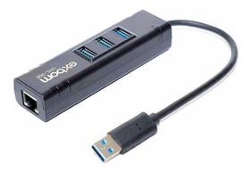 Hub USB 3.0 3 Portas + 1 Porta Gigabit - EXBOM
