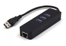 Hub Usb 3.0 3 Portas Alta Velocidade 5 Gbps 01 RJ45 Gigabit 10/100/1000 FY-669 FY