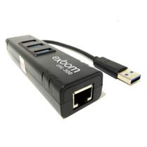 Hub USB 3.0 com 3 Portas + Adaptador USB para Lan Ethernet Gigabit Placa de Rede Externa Exbom UHL-300
