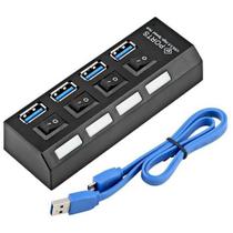 Hub USB 3.0 com 4 portas com Led Indicador e Botão On/Off - Suporta HD até 1TB Exbom UH-401