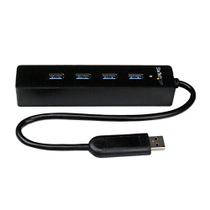 Hub USB 3.0 com 4 portas e cabo integrado - SuperSpeed - Divisor portátil - Mini USB (Preto)