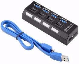 Hub Usb 3.0 Com 4 Portas High Speed 5 Gbps Com Teclas On-off Hub Usb 3.0 Com 4 Portas High Speed 5 Gbps Com Teclas On-off