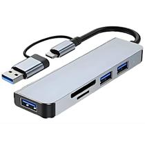 Hub Usb 3.0 E Usb Tipo C Leitor De Cartão SD Cinza - 04480