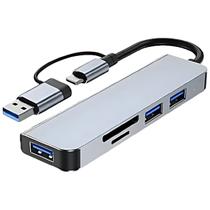 Hub Usb 3.0 E Usb Tipo C Leitor De Cartão SD Cinza