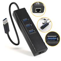 Hub Usb 3.0 Gigabit Com 3 Entradas Usb E Porta Adaptador De Rede Ethernet Rj45 Até 1000 Mbps Exbom Uhl-300