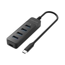 Hub USB 3.0 Tipo C Com 4 Portas, Divisor Multi USB, Adaptador De Energia, Acessórios Extensor