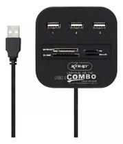 HUB USB 3 em 1 Knup KP-HB T58 - Portas USB e Leitor de Cartão em Um Só Dispositivo