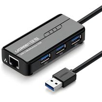 Hub usb 3 portas com rj45 gigabit ugreen - 20265 Hub usb 3 portas com rj45 gigabit ugreen - 20265