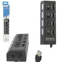 Hub Usb 4 Portas 2.0 - Com Led Indicador e botão Liga Deslig Extensor Hi-Speed 480mbps LEY-21 Lehmox