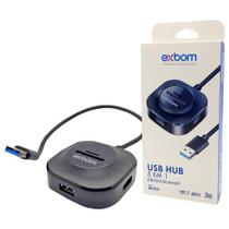 HUB USB 5 em 1 com 3 Portas USB 3.0 1 Leitor de Cartão microSD 1 Leitor de Cartão SD Exbom UHR33