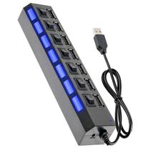 Hub USB 7 Portas 2.0 com Botões ON/OFF e LEDs Individuais Exbom UH-2S7