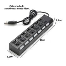 Hub Usb 7 Portas 2.0 Hd Extensor Pen Drive Hd - PRETO Hub Usb 7 Portas 2.0 Hd Extensor Pen Drive Hd - PRETO