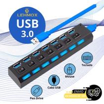 Hub Usb 7 Portas 3.0 Extensor Alta Velocidade Pendrive Mouse Teclado Notebook - Envio Rápido