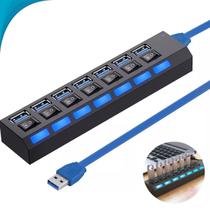 Hub Usb 7 Portas Cinza Claro Com Led Dia Dos Pais