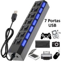 Hub USB 7 Portas com LED Expansão de Conexões USB para Profissionais