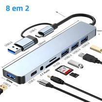 Hub USB 8 em 2 com Leitor de Cartão - Estação de Acoplamento USB 3.0/2.0 (SD/TF)