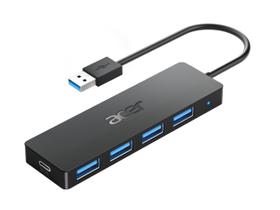 Hub USB Acer 4 Portas USB 3.0 com Porta de Alimentação Tipo C para Laptop