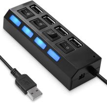 Hub USB Alta Velocidade 4 Portas Liga Desliga Luz Led Portas Compativeis p/Pendrive Mouse Teclado Hub USB Alta Velocidade 4 Portas Liga Desliga Luz Led Portas Compativeis p/Pendrive Mouse Teclado