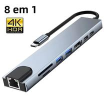 Hub USB-C 3.0 8 Em 1, Estação De Acoplamento 4K Tipo C Para Macbook Air M1, iPad Pro, RJ45, HDMI, Hub USB-C 3.0 8 Em 1, Estação De Acoplamento 4K Tipo C Para Macbook Air M1, iPad Pro, RJ45, HDMI,