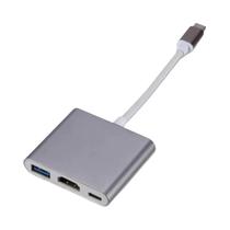Hub USB-C 3 em 1 4K - Adaptador HDMI, USB 3.0 e Carregamento